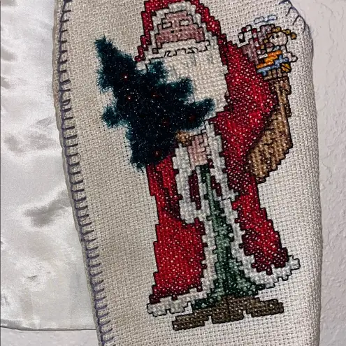 Santa Embroidered Cross Stitch Christmas Sweater Vest Size undefined