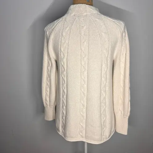 Soft Surroundings Ivory Nisette Sweater Cable Knit Mock Neck Sweater Sz PM