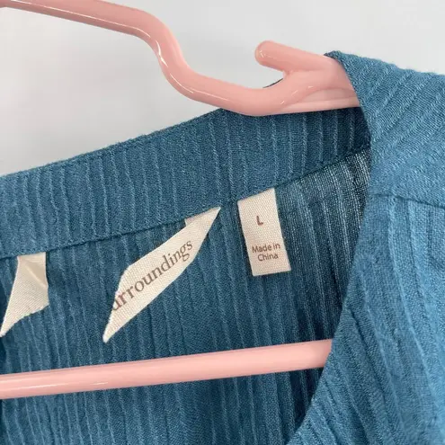 Soft Surroundings Tunic Top Size Large NWOT Oceo Gauze Mallard Blue 3/4 Sleeve