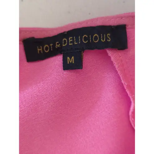 Hot & Delicious Hot & Delicious Pink Raglan Blouse Top Womens M Crew Neck Babydoll Barbie