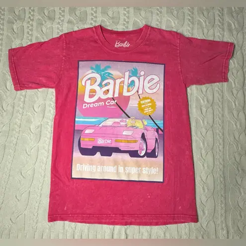 Hot Pink Acid Wash Barbie Dream Car Graphic Tee