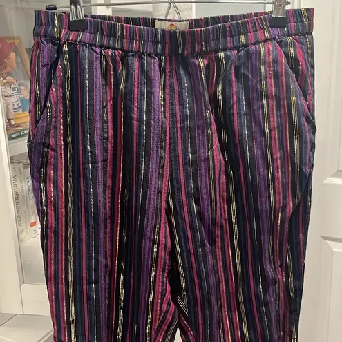 Marine layer  Allison Multi-Colored Magenta Gold Lurex Stripped Pants, Size M