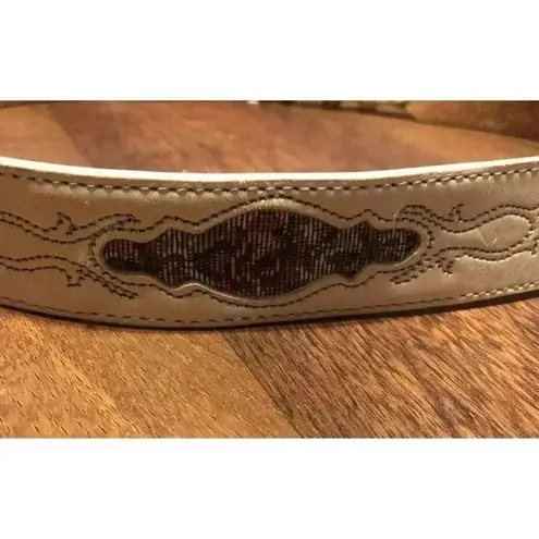 LADIES SILVER CREEK COLLECTION LEATHER NEEDLEPOINT WESTERN BELT 32 White