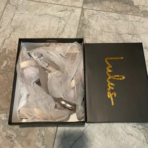 Lulu's Gold Ankle Strap Heels with Platform Sole Size 8.5