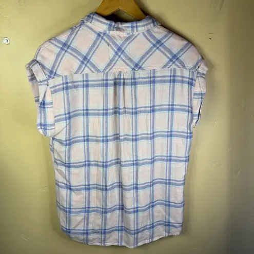 Rails Britt - Pink/Blue Melange Check Shirt Cap Sleeve Size Small Super Soft