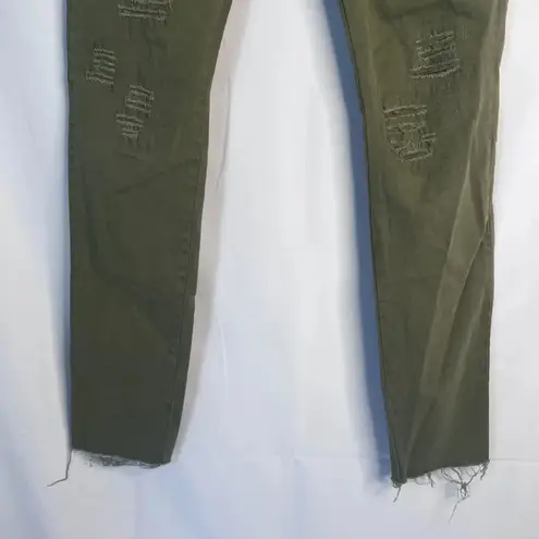 Pull & Bear Green Scraped Destructed Raw Hem Skinny Pants Size 28/29