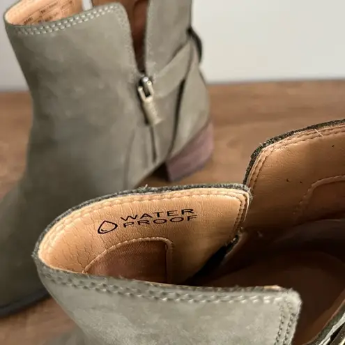 Vionic Waterproof Ankle Boots Olive Green Suede Comfort Booties Sienna