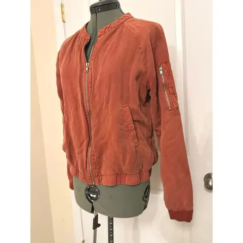 Lola Rae Gemma Tencel Bomber Jacket Burnt Orange Medium