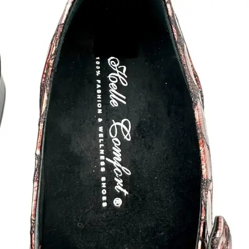 HELLE COMFORT RED SNAKE PRINT BLOCK HEEL LOAFERS SIZE 6.5