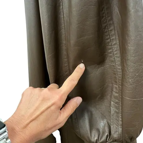 Handmade Brown Lambskin Leather Swing Stroller Brown Fox Tuxedo Front Collar