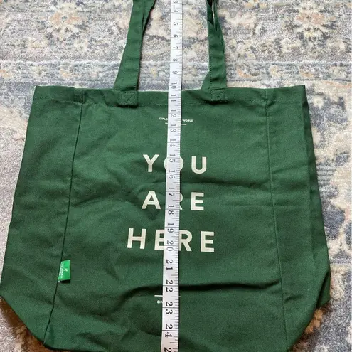 Green Tote Bag with 'You Are Here' Print