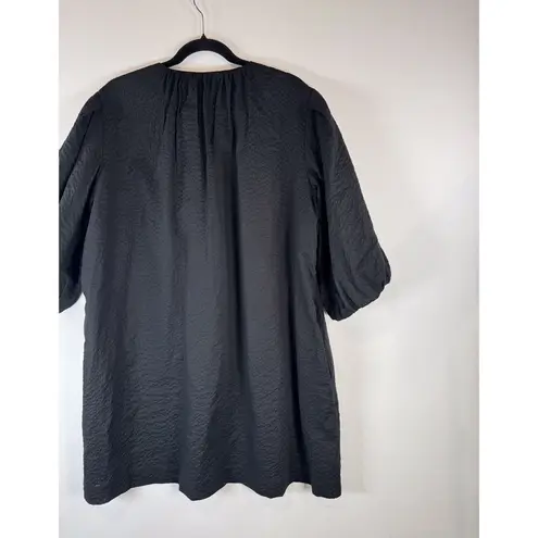 AYR Womens Dress Black Mini Textured Shift Balloon 3/4 Sleeve A Line Large