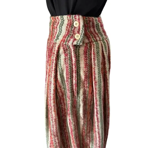 American Vintage  high waisted pleated boucle striped midi skirt size small