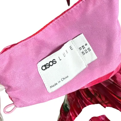 NEW ASOS LUXE Womens Sz 6 Pink mini Floral dress corset Ruched Summer Party Sexy Red