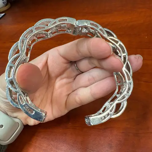 Sparkling Silver Tone Chain Link Rhinestone Bangle Bracelet Women Glamorous