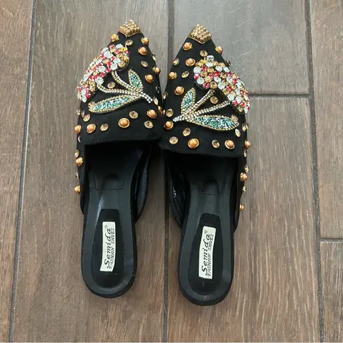 Velvet Semida Fashion Shoes with Rhinestones size 11.5 EU 43 Bling Cherries Black