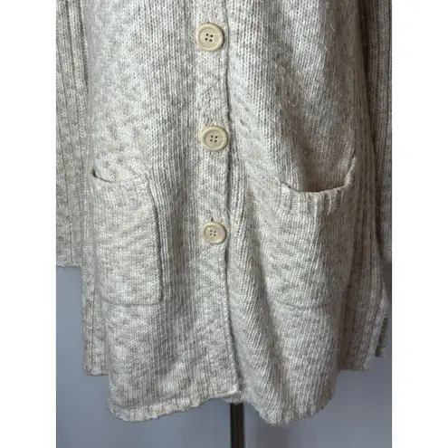 Michael Stars Ivory And Tan Heathered Mock Neck Long Line Cardigan Sweater 2