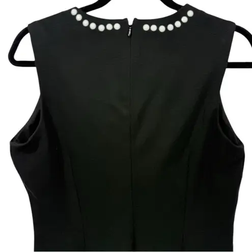 Carmen Marc Valvo NWT Beaded Neck Ponte Sheath Dress Black M