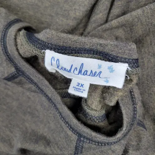 Cloud Chaser Sweater Dress Womens 2X Brown Olive Seamed A-line Pull On Midi