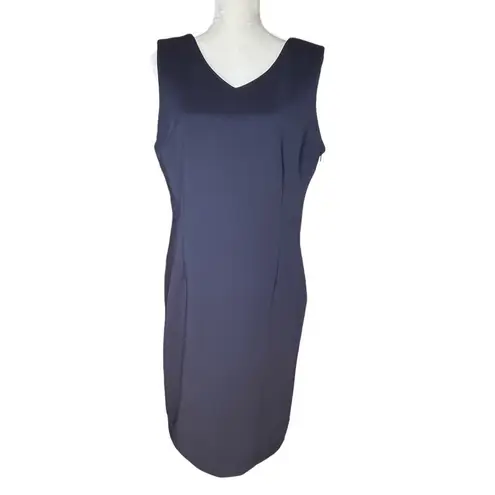 T Tahari Women’s Scuba Sheath Sleeveless Dress Size 14 Navy Crisscross Back