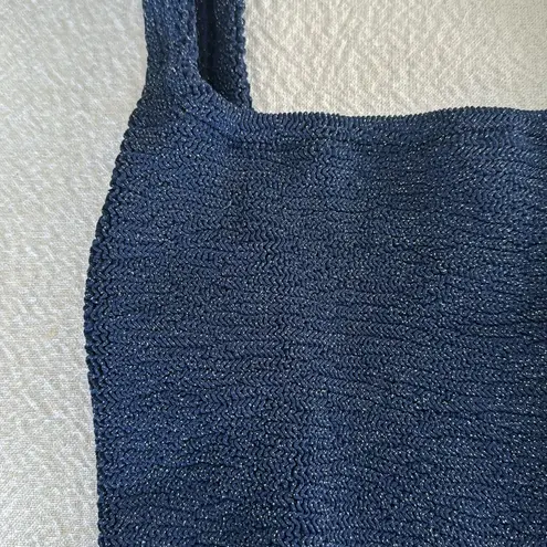 Hunza G Square Neck Lurex Swim Navy/Silver, Brand New. $255 Blue Size undefined