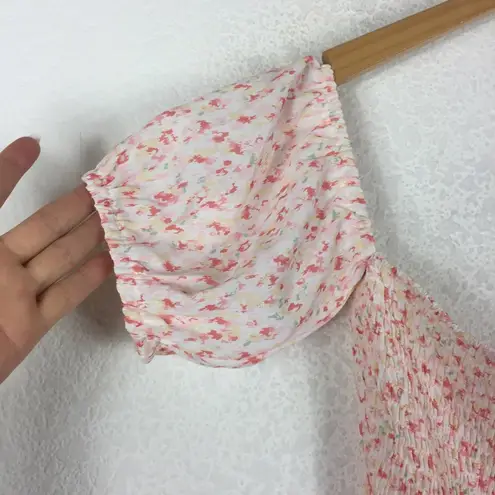 Heartloom Della Pink Floral Smocked Puff Sleeve Midi Dress Small Coquette Girly