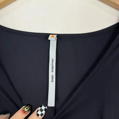 COP COPINE Black Chant Belted Wrap Overlay Long Body Sleeveless Tunic Top Dress