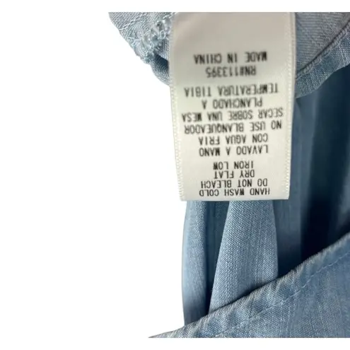 Evereve Allison Joy Chambray Flounce Top Size S Stretch Ruffle Romantic Casual