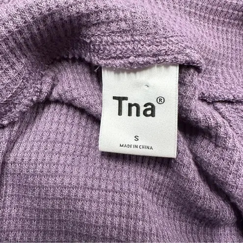 TNA Superior Waffle Knit Long Sleeve Pullover Crop Hoodie in Violet Haze S NEW Purple