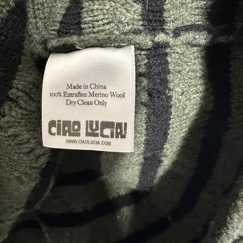 Ciao Lucia Green Striped Chunky Merino Wool Cable Knit Michele Sweater XS Green