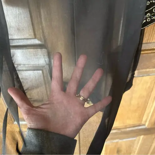 Lindex Dress Beach Swim Cover Up Size 36 Black Beaded Chiffon See Through