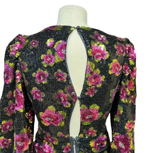 For Love & Lemons ‎ Morrison Mini Dahlia Floral Dress Black Sequin Size XS