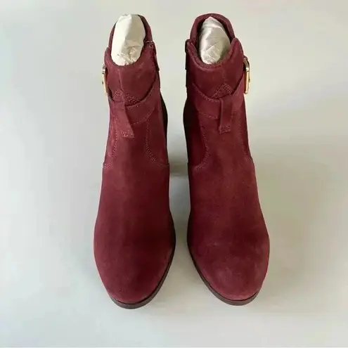 Diba Suede Sleek Bootie in Burgundy and Gold Size 7.5 New without box! Red