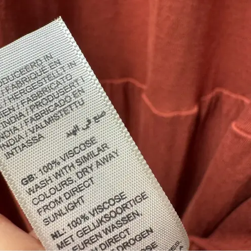 NEW FatFace Tie Neck Suki Jersey Short Sleeve Maxi Dress Mid Orange 8 NWT READ