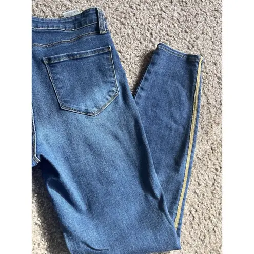 L'Agence High Rise Skinny Jeans Margot Neptune Gold Trim Size 27 Boho Minimal