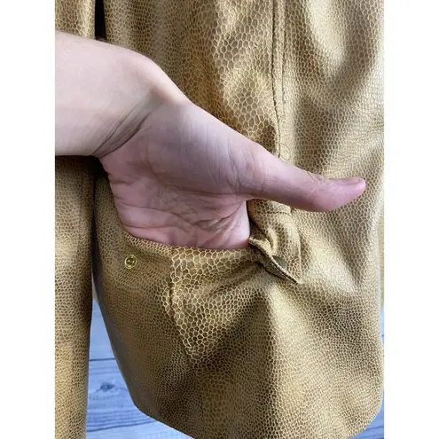 JM Collection Faux Leather Zip Up Jacket Womens 12p Snake Brown Pockets Lined