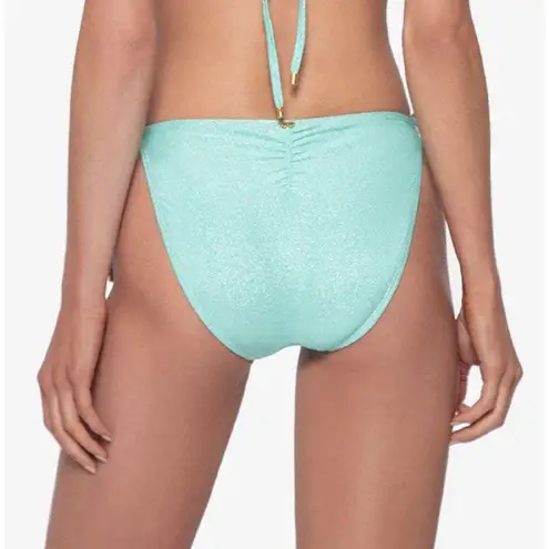 PQ SWIM PILYQ Bikini Bottoms SZ Large NWT Divine Tie Side Full Aqua Blue Shimmer