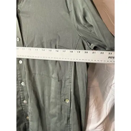 Soft Surroundings Green Tencel Cotton blend Roll Tab Sleeves Button Down Top XL