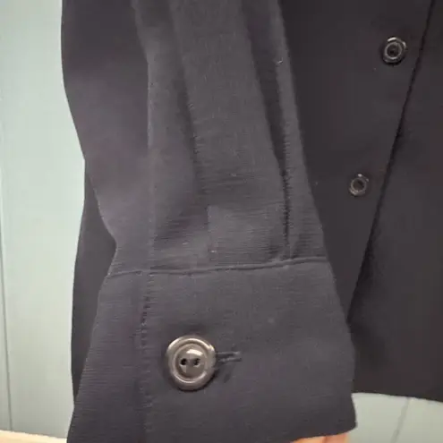 Peter Nygard NYGARD Collection Navy Blue Blouse Collard Button Up Tunic Vintage Career Sz 8