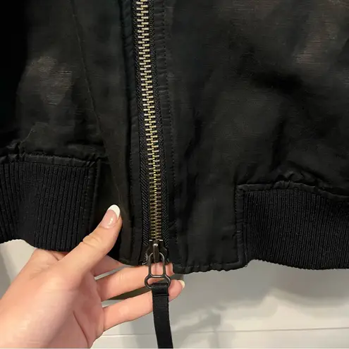 Vince  Linen Blend Black Bomber Jacket