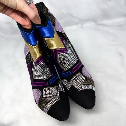 Giuseppe Zanotti Olinda Patchwork Leather Embellished Snakeskin Ankle Boots 39