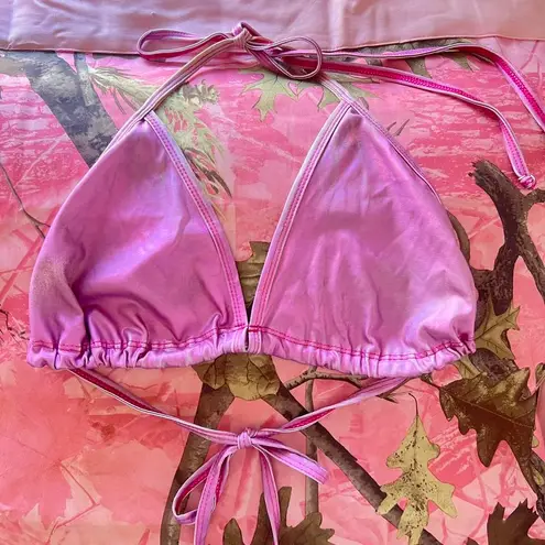 vintage pink sparkly iridescent triangle bikini top Size L