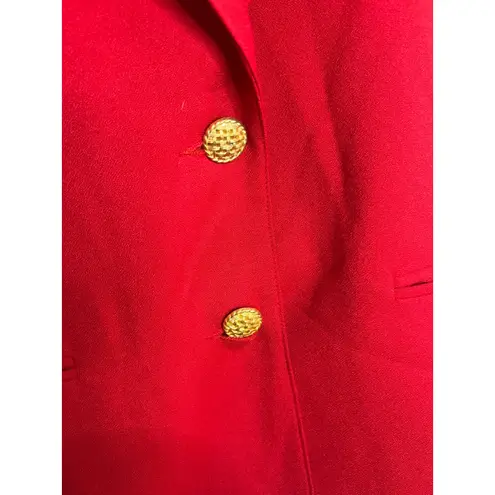 Alfred Dunner Vintage 80s Women's Red Blazer Gold Buttons Size 8 Shoulder Pads