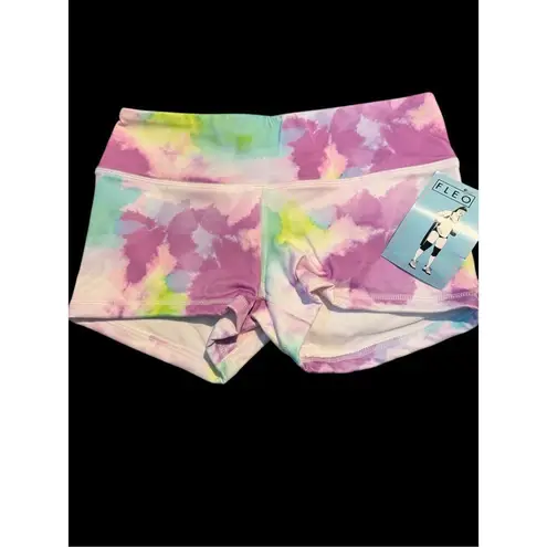FLEO Vibrant Heat Shorts (Original) NWT size small white purple