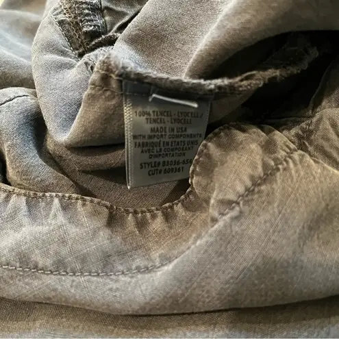 Bella Dahl Ruffle Drawstring Waistline Pull On Cropped Pant Frayed Hem, …