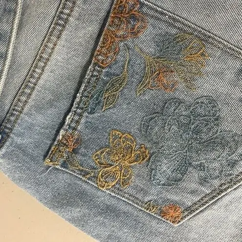 Driftwood New sz 29/8 paper bag high rise belted floral embroidered shorts