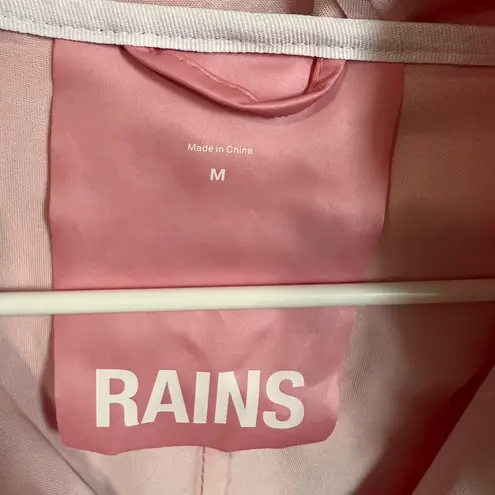 RAINS Pink Metallic Shiny Hooded Raincoat Jacket Size Medium Waterproof NWOT