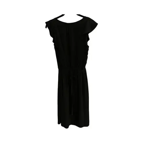 Loft  Black Short Sleeve Collared‎ Belted Button Front Dress Size Small Nwt