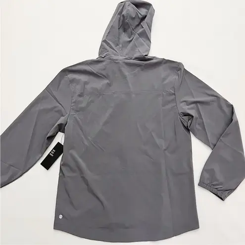 Zella  Grey Shade tunic Length Windbreaker with Zip Front, Hoodie and Pockets