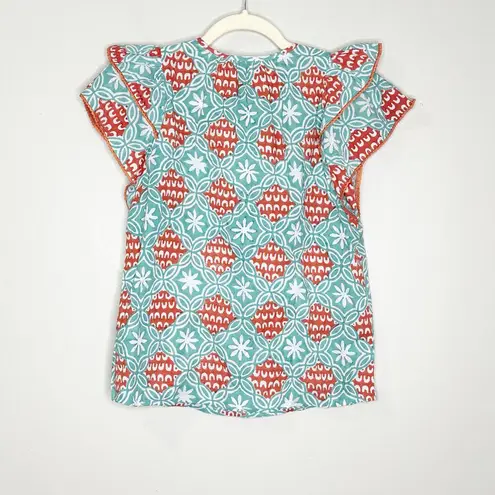 Marea Womens Blouse Grace Flutter Top With Trim V